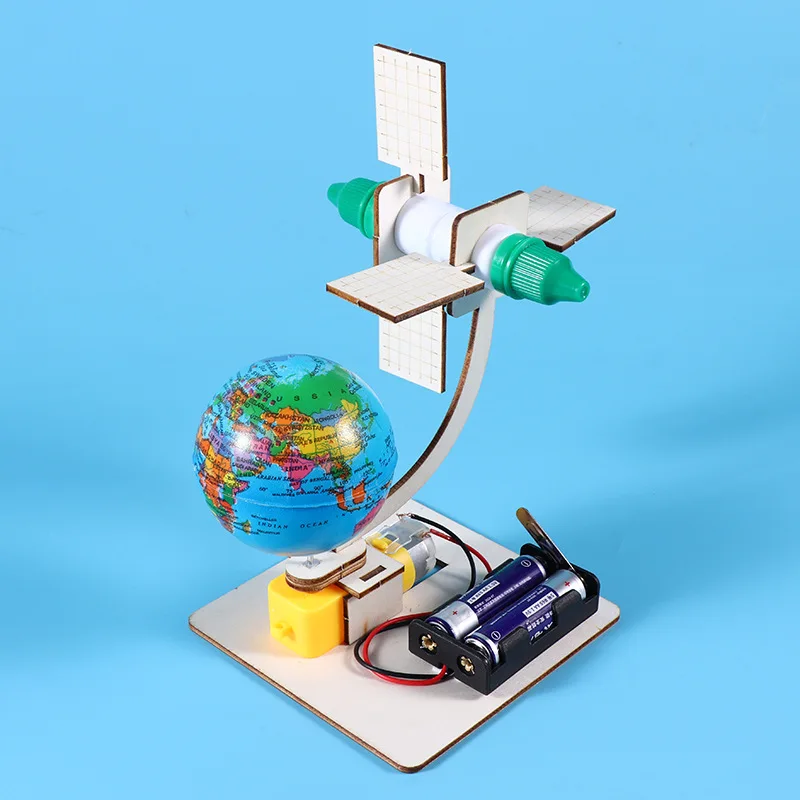 1pcs Rotating Orbit Satellite Aerospace Model DIY Handmade Science Gizmo Space Station Toys For Kids Gift Creative Learning Toy