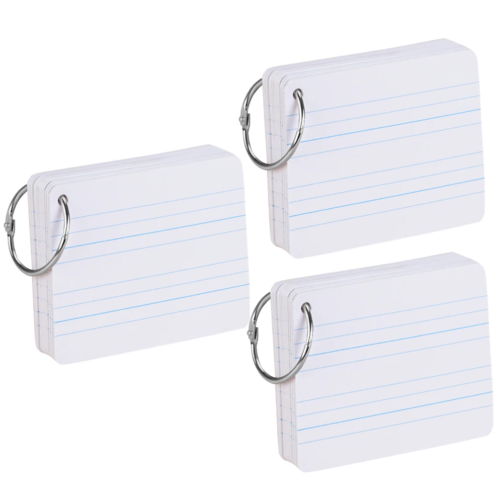 3Pcs Pinyin Card Double-Sided Thickened High-Quality Paper Easy Turn Pages Practical for School Students English Word Blank