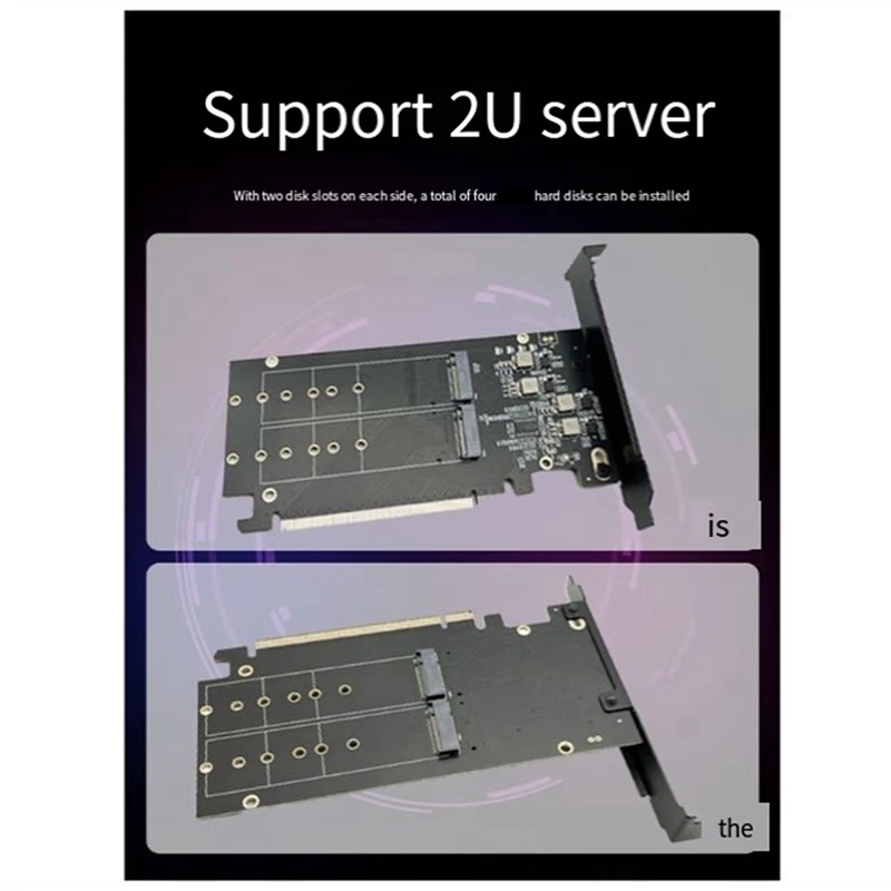 Double-Sided 4-Disk NVME RAID Card Pciex16 To NVME SSD Hard Drive Adapter Card RAID Array Expansion Split Card Replacement