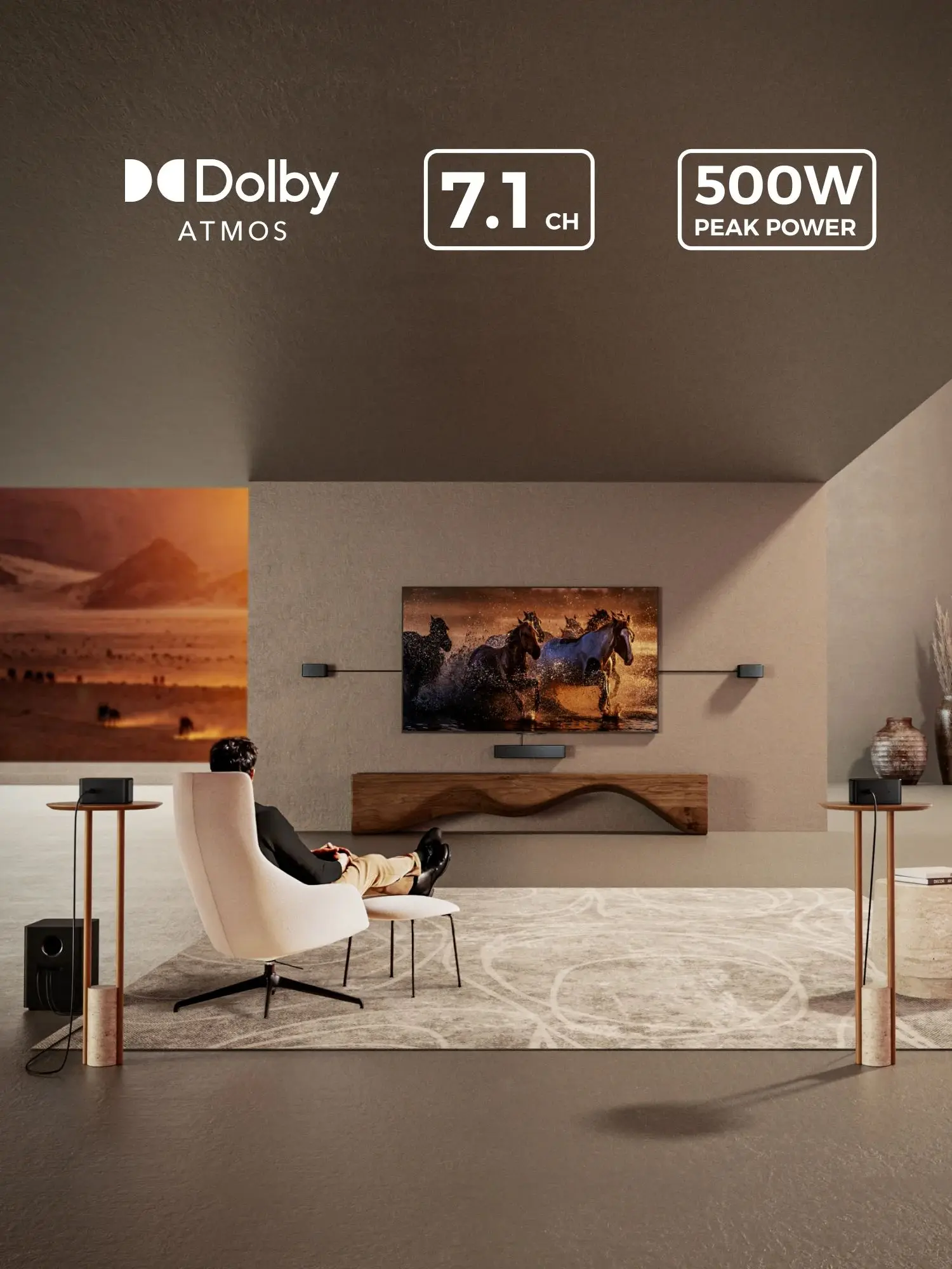 ULTIMEA Poseidon D80 Boom 7.1ch 500W Dolby Atmos Soundbar, draadloze subwoofer & 4 surround speakers, home theater TV, APP-bediening - afbeelding 2