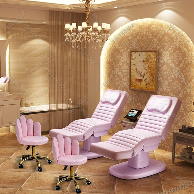 Factory Hot Sale Foldable Electric Pink Curved Salon Eyelash Beauty Spa Facial Massage Table Bed Lash Beds