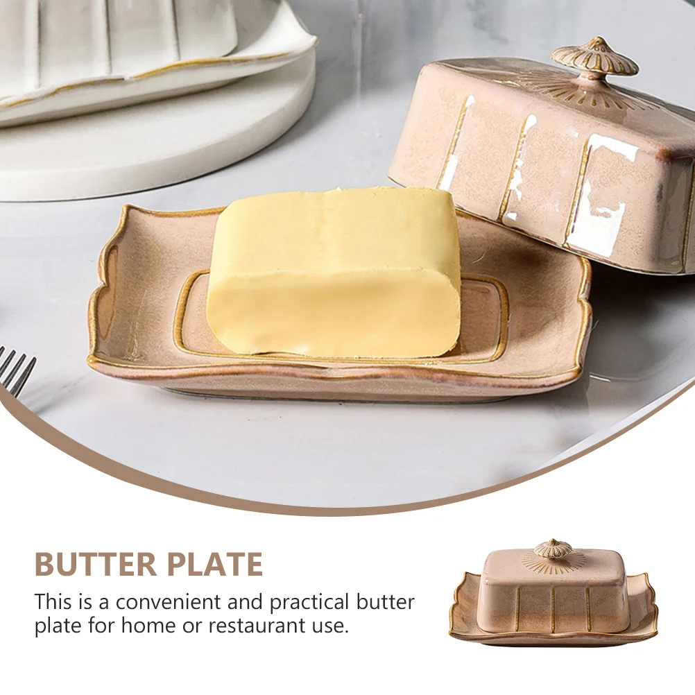

1Set Butter Box Ceramic Butter Storage Tray for Kitchen Dining Dessert Display Plate Food Serving Dish Cheese Container Pastry