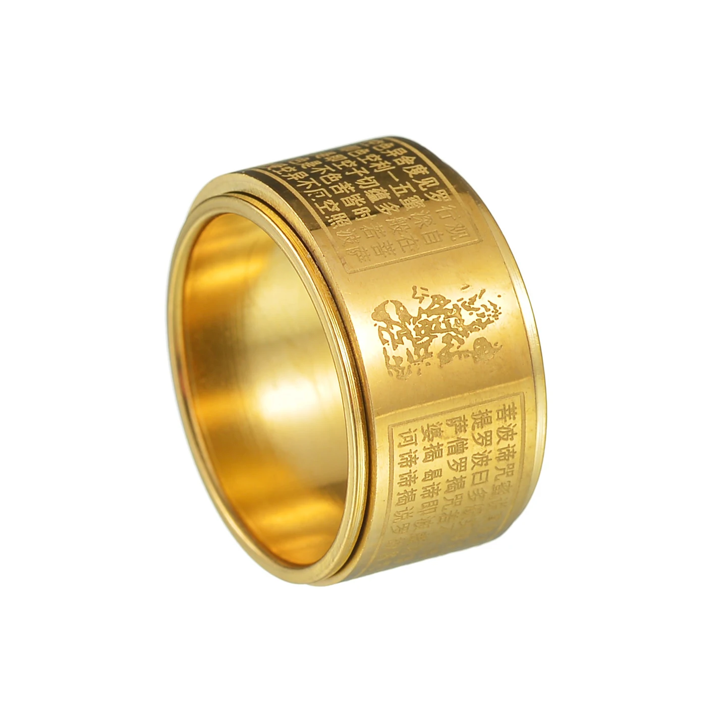High Quality Twelve Zodiac Guardian Buddha Ring for Men Jewelry Lucky Amulet Sutra Rotatable Ring Male Finger Accessories