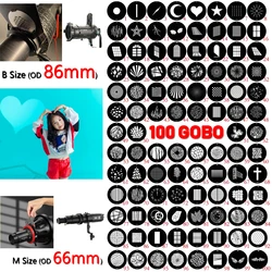 50 pieces of light shooting GOBO M Size for OT1, B Size for Spotlight, PJ-BM-19/36. The size of the mask is 86mm and 66mm.
