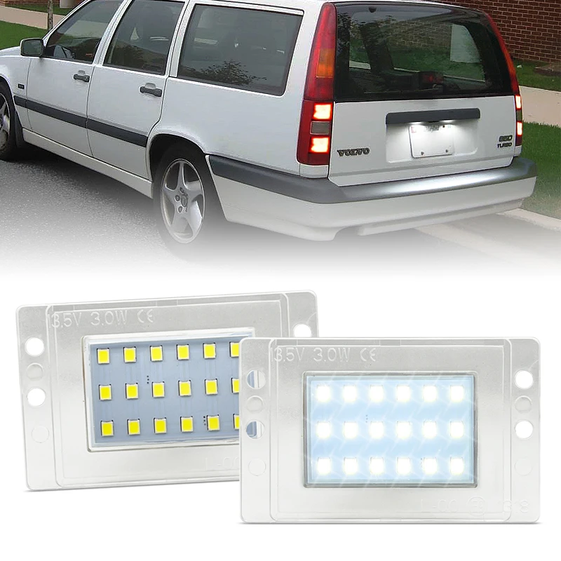 

2 шт. для Volvo 850 855 1993-1997 V70 XC 1997-2000 белый светодиодный светильник номерного знака