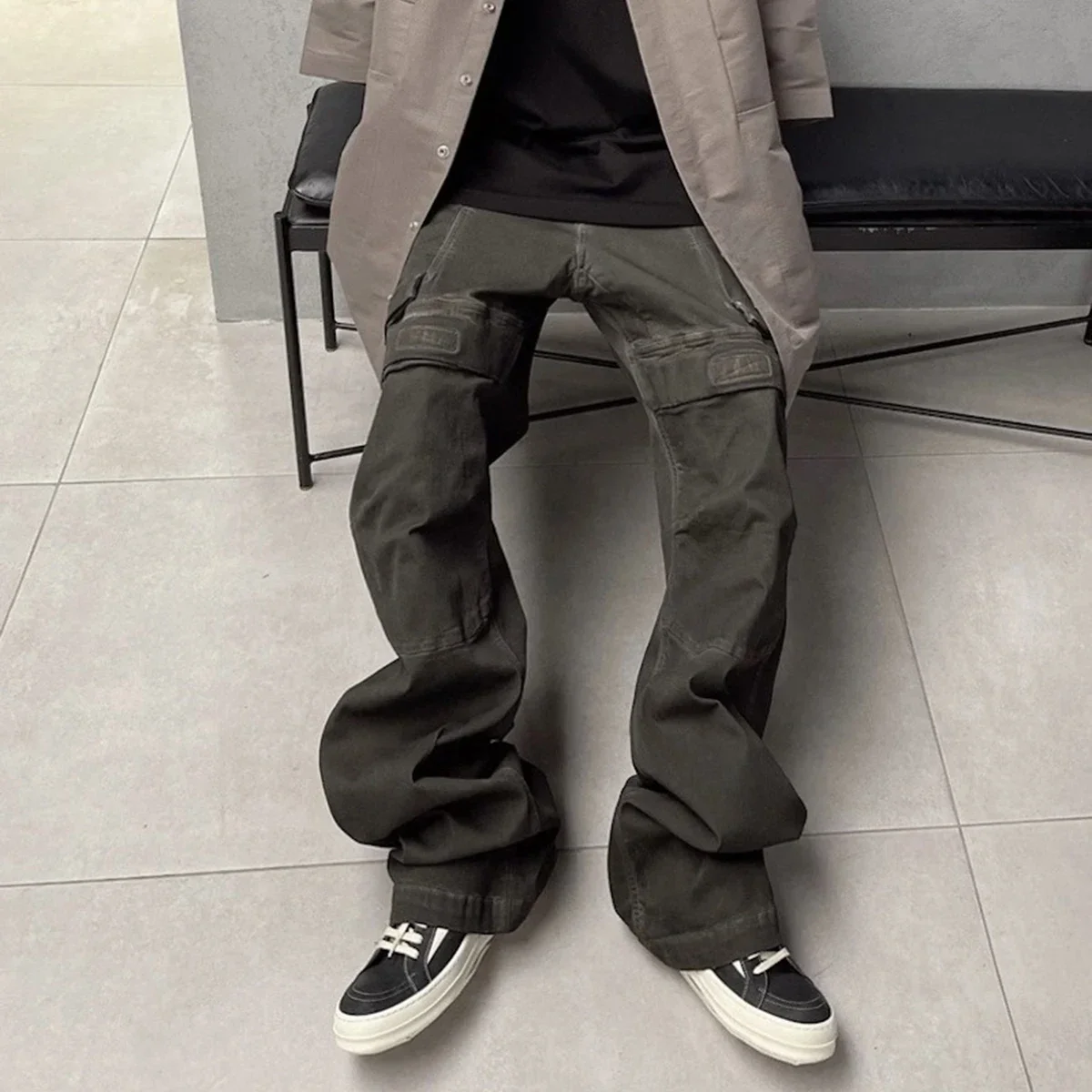 هاي ستريت غسلها جيوب جانبية قذرة فضفاض الجينز للرجال والنساء مستقيم Ropa Hombre البضائع السراويل المتضخم سراويل جينز