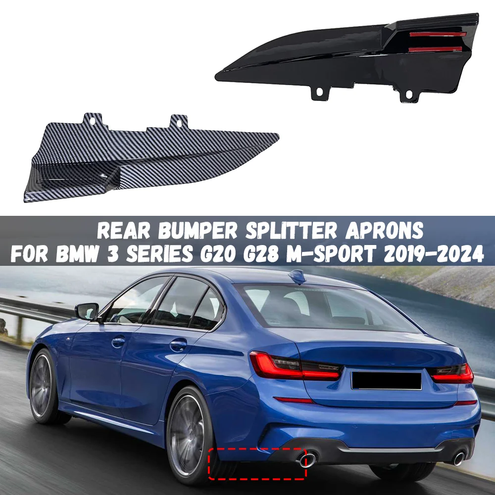 

For BMW 3 Series G20 G28 325 330 M-Sport 2019-2024 Rear Bumper Diffuser Splitter Cover Side Canards Lips Trim Sticker