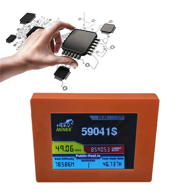 SR-Nerdminer V2 مينر 56KH/S 2.8 بوصة شاشة الكريستال السائل BTC اليانصيب مينر بيتكوين سولو مينر الطالب الذي يذاكر كثيرا مينر B