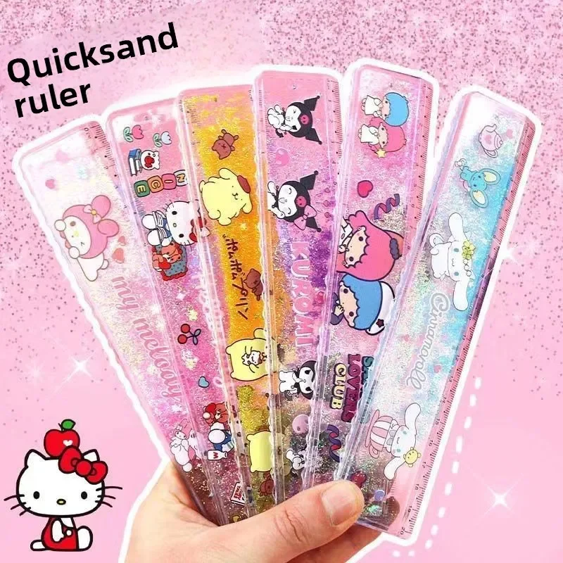 

The New Trendy Quicksand Ruler Is Sweet and Cute Sanrio Kulomi Oiling Ruler Melody Gift Student Exam Grid Ruler