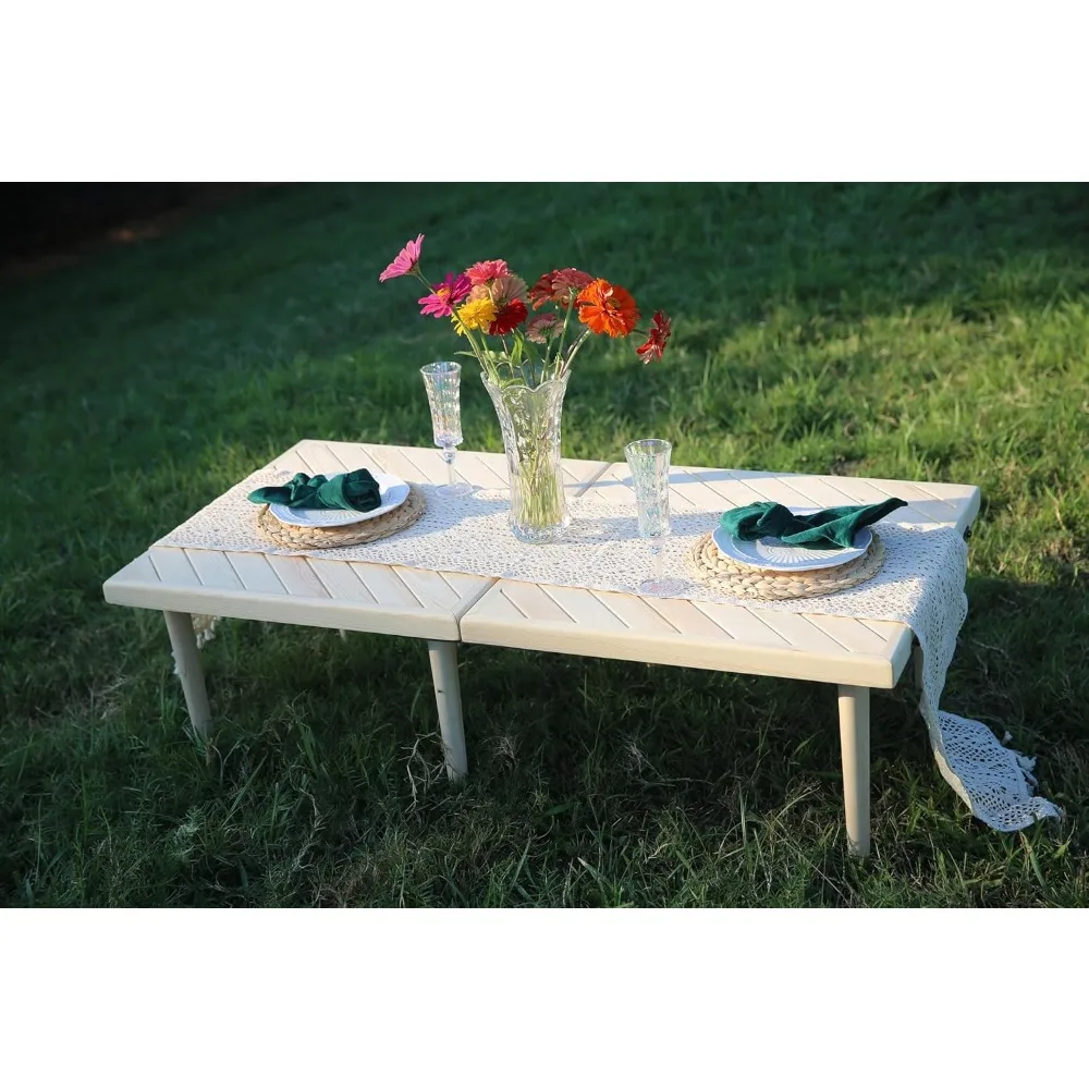 Small Picnic Table,22 * 44 Inch,Boho Low Picnic Table,Foldable Picnic Table Low Height,Mini Picnic Table,Picnic Table for Two,Ca