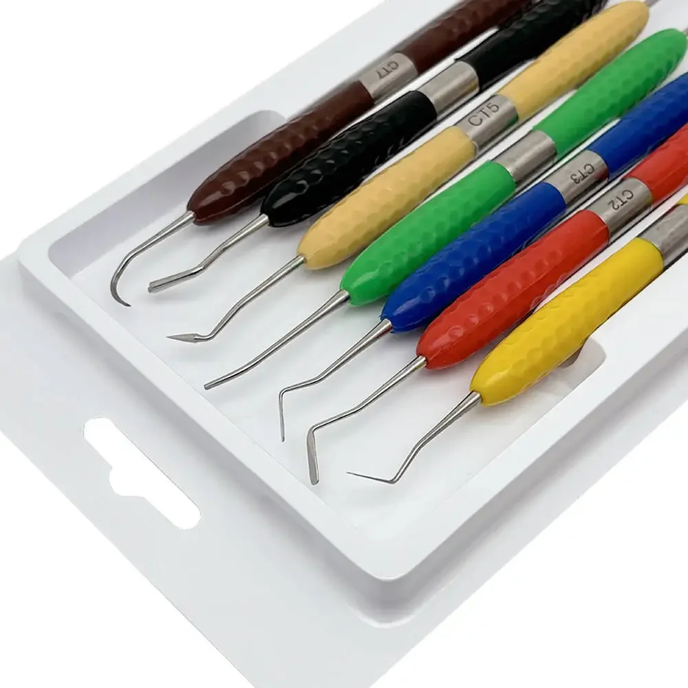 1 szt./7 szt. Zestaw do estetycznej naprawy z żywicy dentystycznej, pasujący do nożyków do żywicy, plastikowych narzędzi modelarskich z silikonową rączką, narzędzia dentystyczne