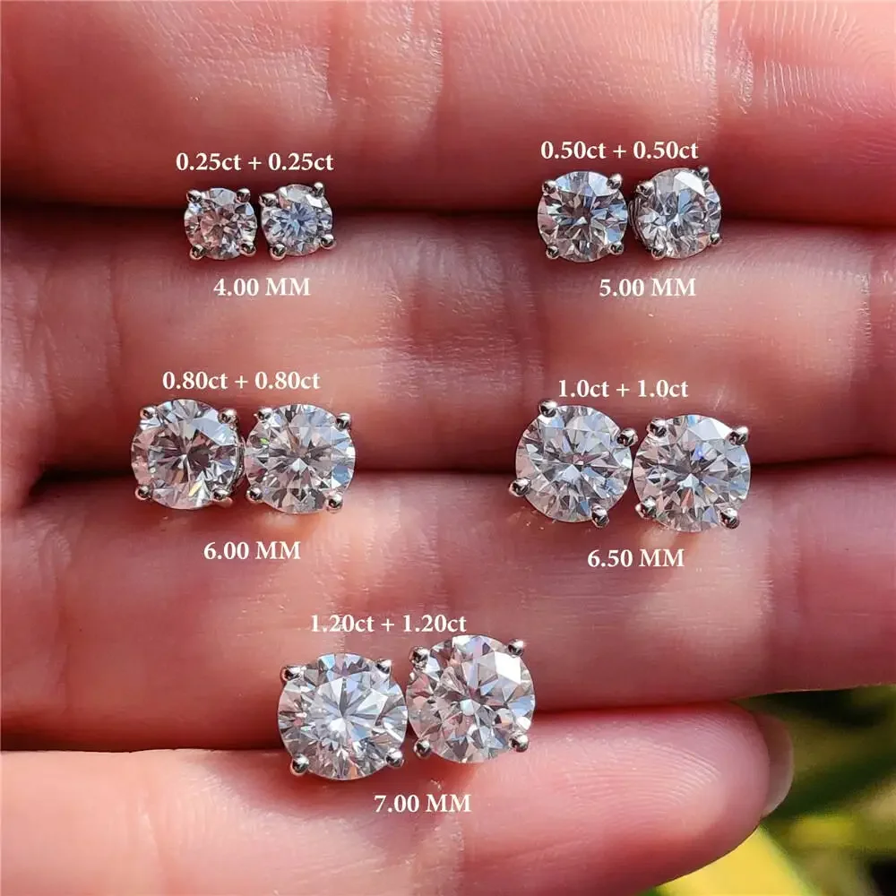 TY 2.0ct مويسانيتي أقراط للنساء مختبر نمت ضياء الأذن ترصيع فضة غرامة مجوهرات هدية S925 فضة أقراط