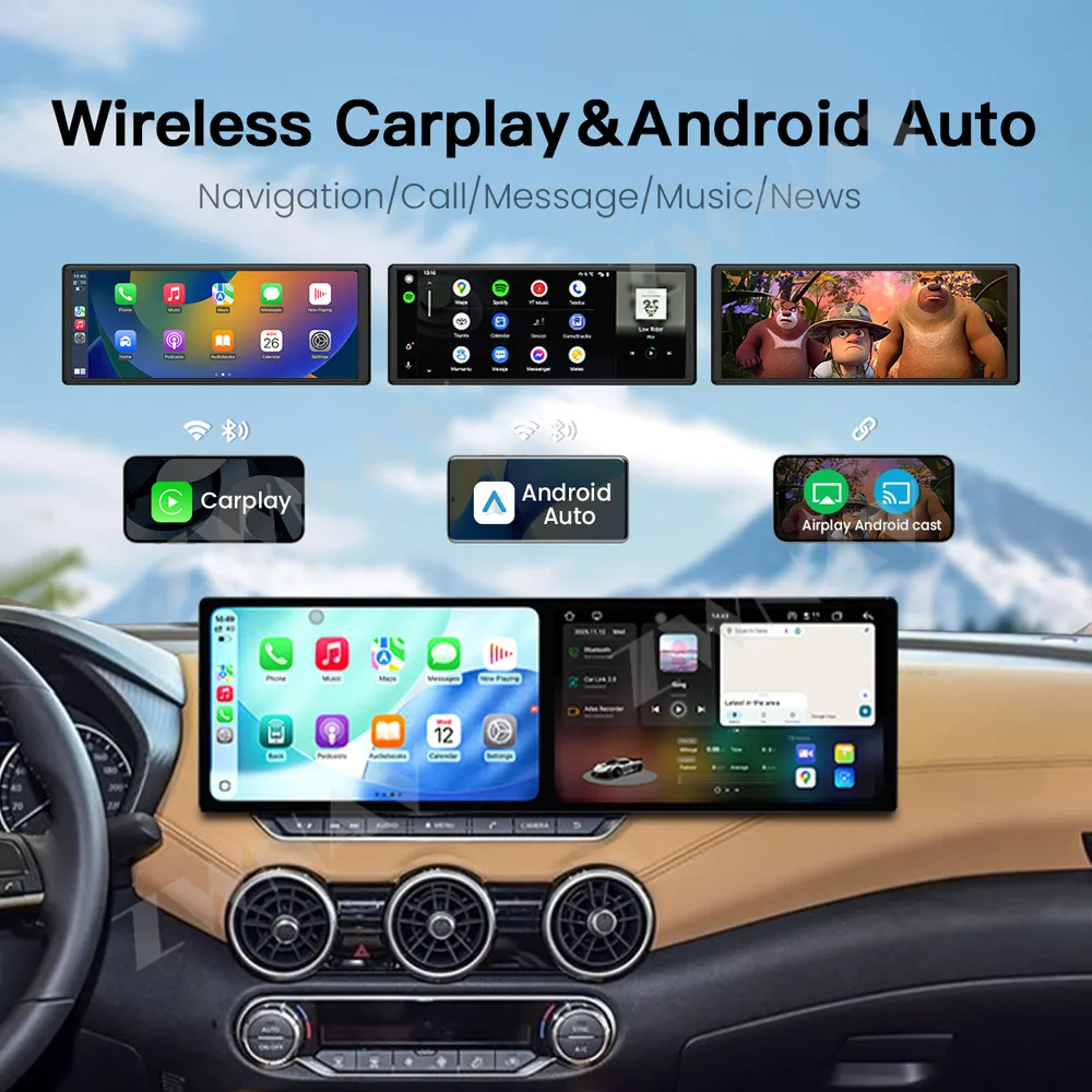 10.1+10.1 Inch Wireless Carplay Display Touch Screen For Nissan Sylphy 2020-2022 Android 15 GPS Navigation Car Multimedia Player