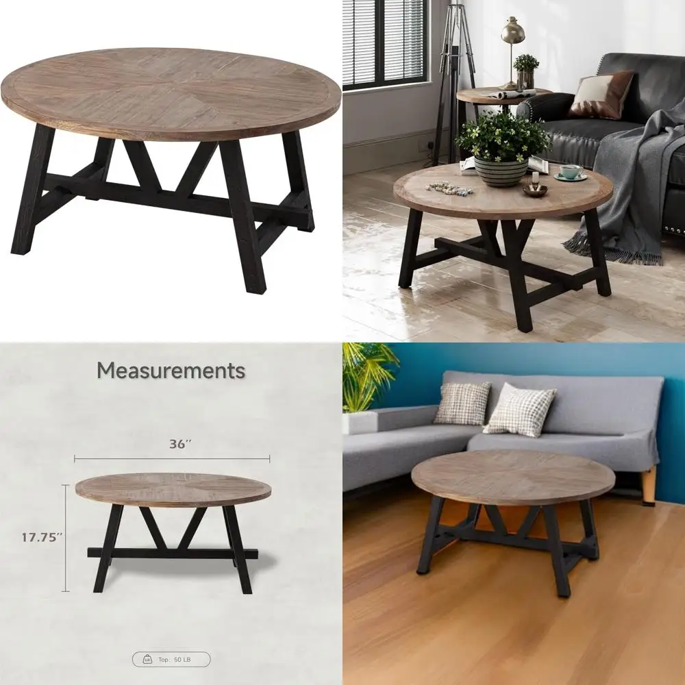 

Журнальный столик в деревенском фермерском доме с геометрическим основанием, акцентный столик во французском стиле кантри для семейной столовой и гостиной, современный круг