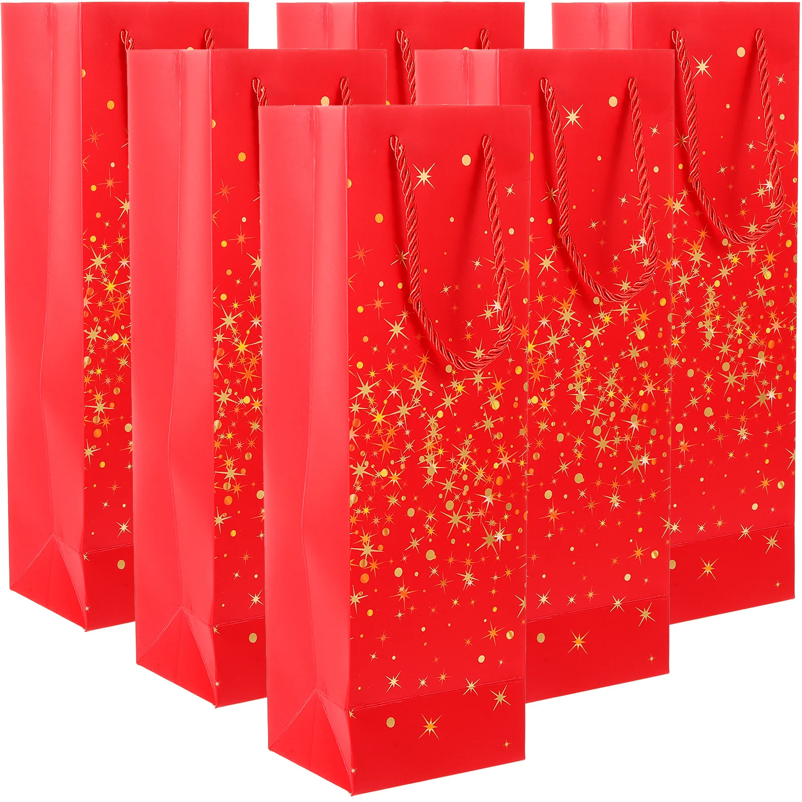 

6Pcs Wine Bottle Gift Bags White Paper Tote Carriers Portable Wine Bags for Picnics Bottle Bag for Party Paper Bags,