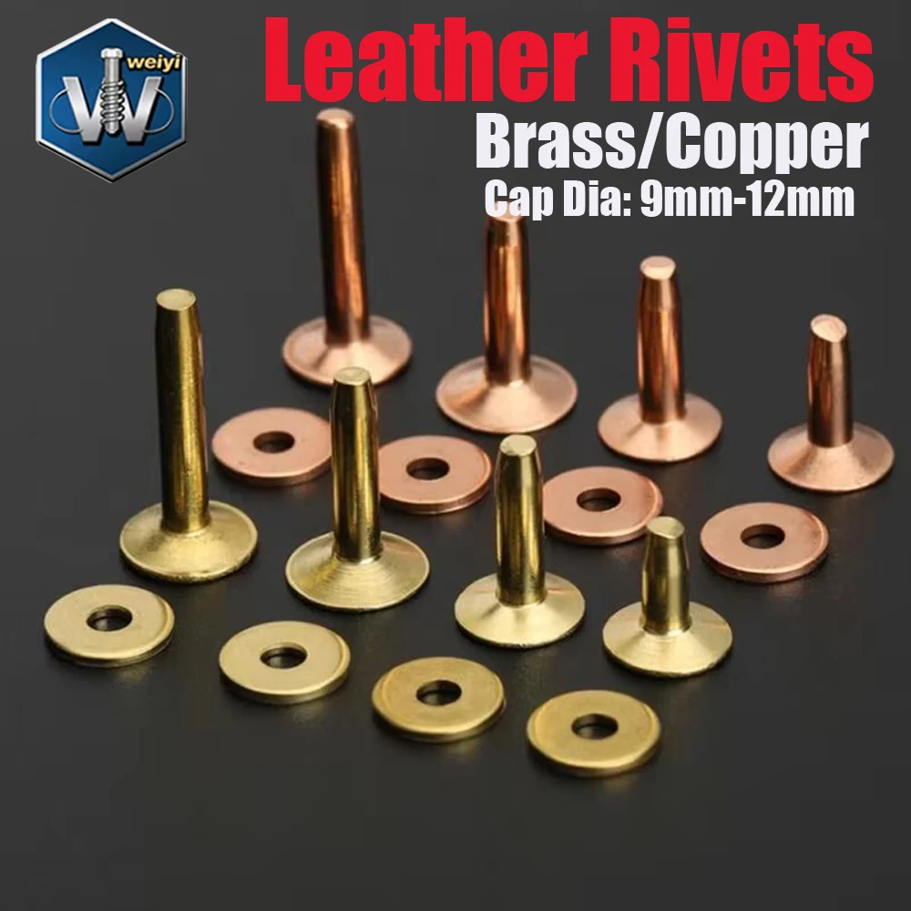 Weiyi Massivmessing-Kupfer-Ledernieten und -Nieten 9mm 10mm 11mm 12mm für Lederhandwerk DIY – Detail 1