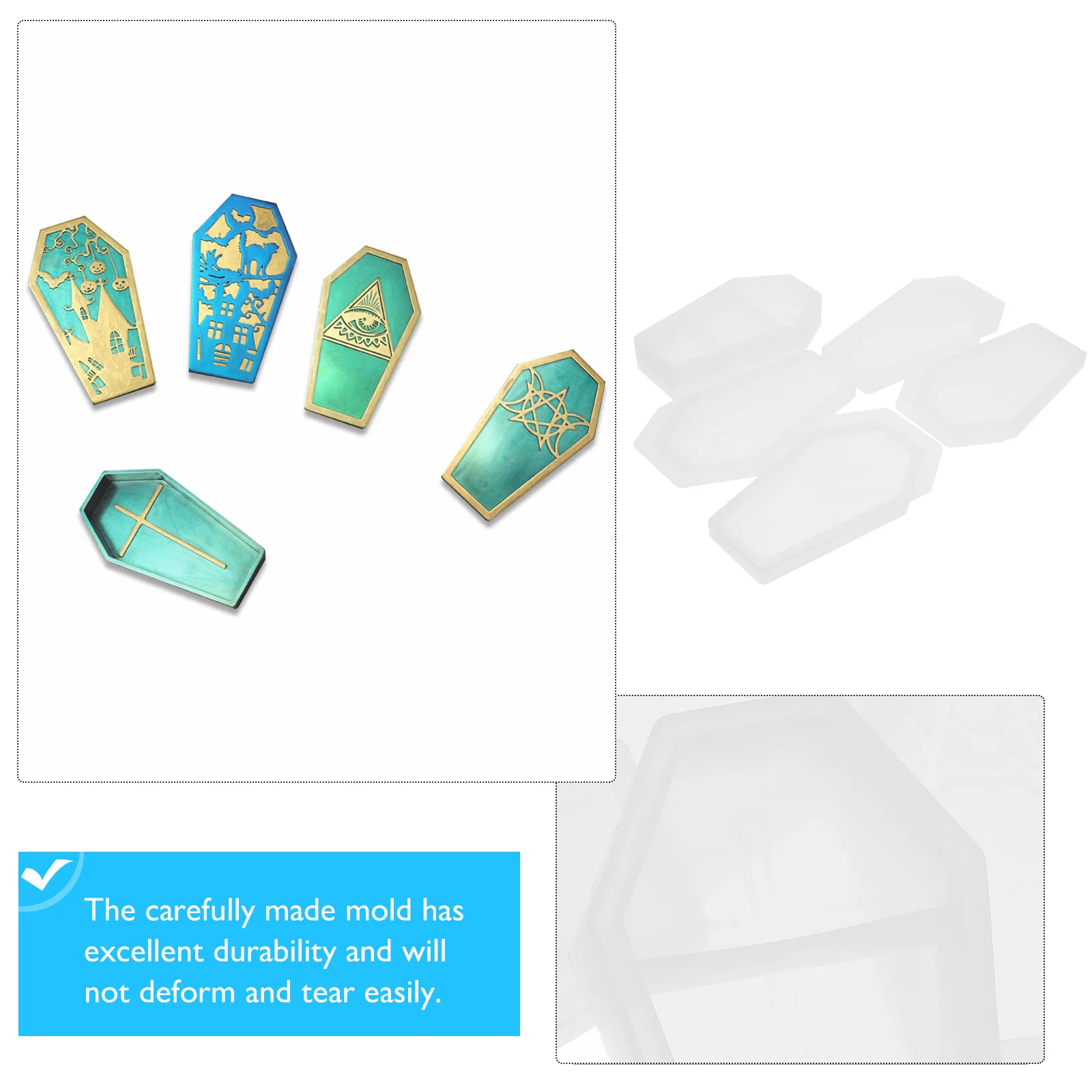 

Crystal Epoxy Resin Jewelry Box DIY Mold Set Silica Gel Coffin Shaped Storage Craft Supplies Accessories Making Tools