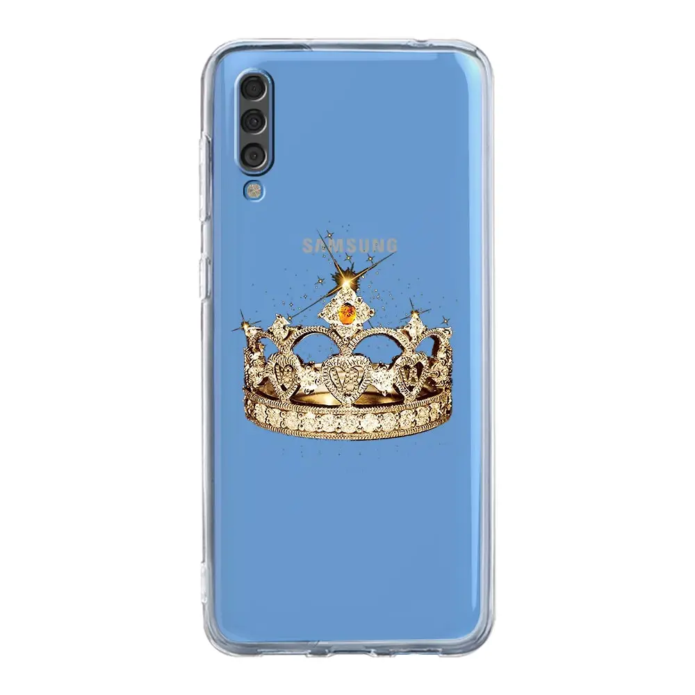 Phone Case For Samsung A14 5G A12 A22 A32 A34 A42 A52 A54 A50 A70 A40 A20E A10S A20S A02S A04S Cover Diamond Crown Letter 26