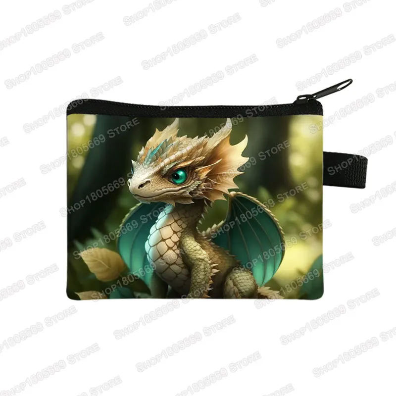 Cartoon Dragon Baby Print Coin Purse Fantasy Gothic Girls Wallet Fairy Angel Money Coin Bag Credit Card Key Lipstick Holder Gift - view 2