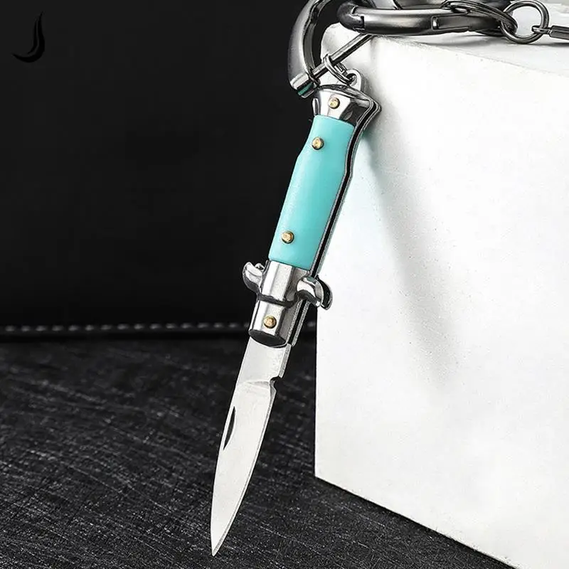 Aço inoxidável portátil Folding Mini Pocket Knife Multifuncional Keychain Pendant, cortador de lâmina, Camping Tool, abridor ao ar livre