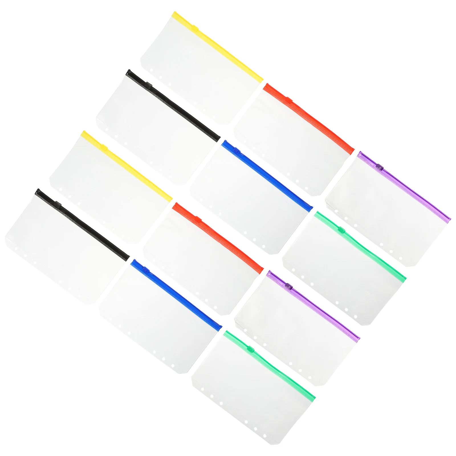 

12 Pcs Binder Zipper Pouch Reusable Binder Pocket Notebook Storage Document Bag PVC Thick Pocket Office ganizer