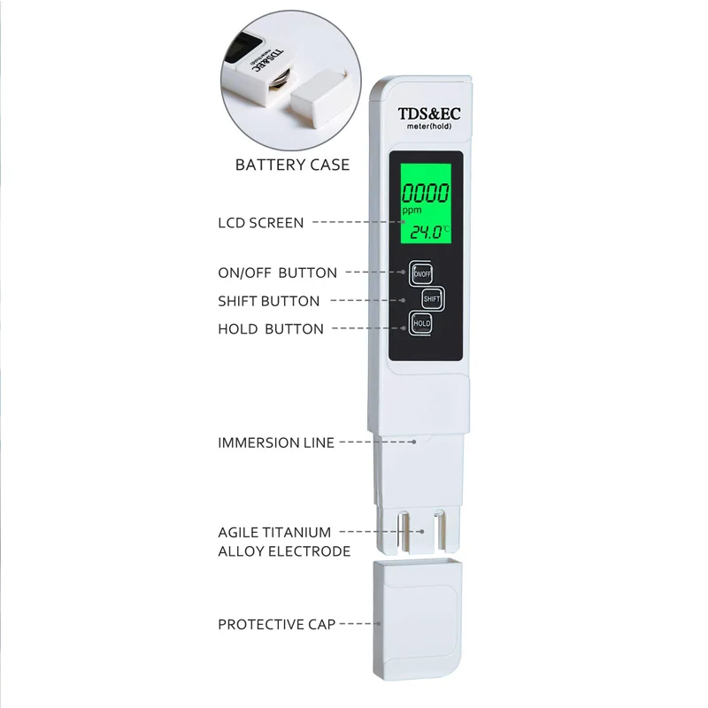 3 In1 TDS EC Meter for Drinking Water A1 EC TDS Tester with Backlight Water Quality Test