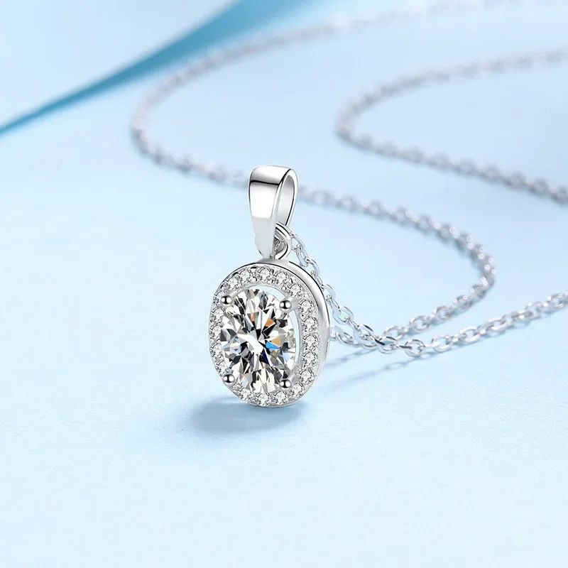 Collier pendentif naren or blanc 18 carats pour femme, joli bijou fin, 1 carat, véritable moissanite, diamant, très populaire, GRA ignorer