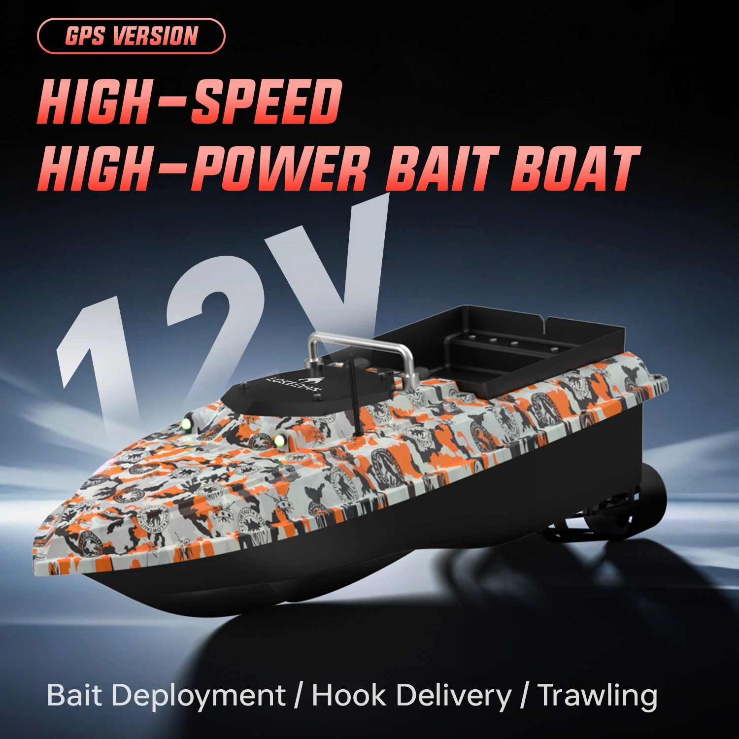 LOKEEVAN Neues GPS-Köderboot D80E 46800 mAh 12V GPS+Beidou Dual-Positionierungssystem mit Sonar-Sensor zur Anzeige von Wassertiefe und -temperatur, 500 Meter Reichweite, drahtlose Steuerung mit großem