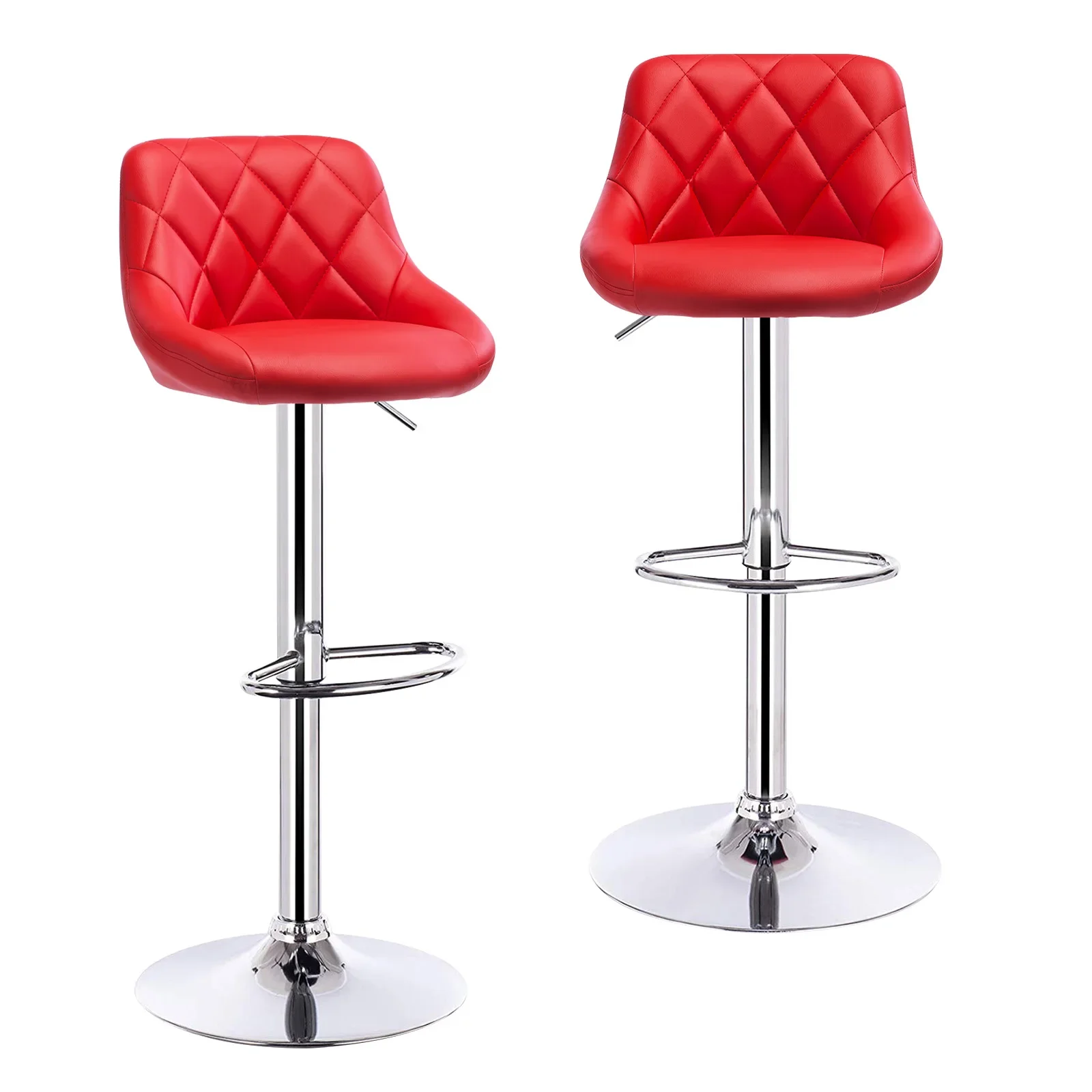 WOLTU 2 stks/set Draaibare Barstoelen Fluweel/Leer Roterende Barkruk In Hoogte Verstelbare Lifting Hoge Kruk met Voetsteun voor Thuis