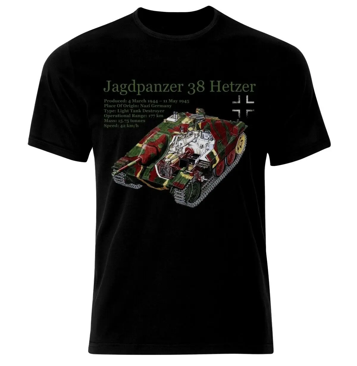 

Jagdpanzer 38 Hetzer Tank Panzer Armure WW2 Army War Men T-Shirt Short Casual 100% Cotton Shirts
