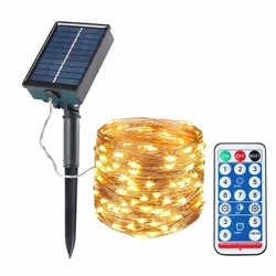 7M/32M Remote LED Solar String Fairy Lights Outdoor Path Garland Lamps Patio Waterproof Christmas Wedding Garden Street Decor