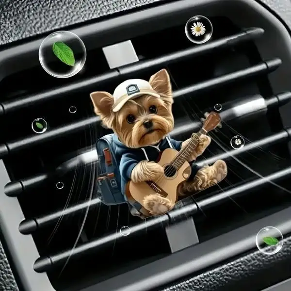 2D Acrylic Cartoon Cute Cat Dog Car Air Vent Clip Fresheners - Car Outlet Vent Fragrance Clips Long-Lasting Aromatherapy Scent