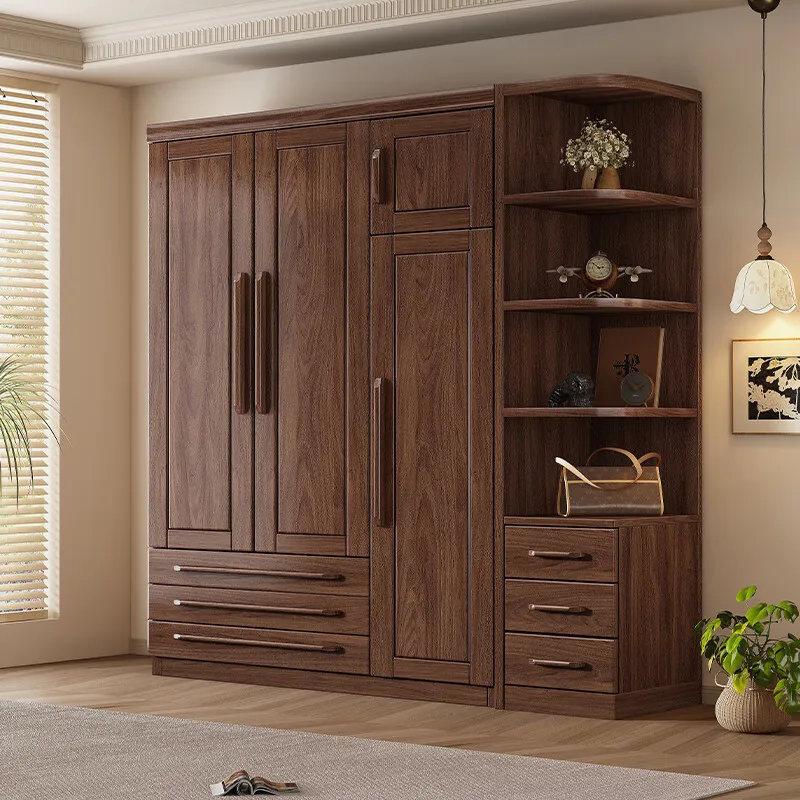 خزانة ملابس منزلية حديثة من خشب الجوز الأسود الصيني الجديد قابلة للتخصيص من الباب إلى الباب بسعة كبيرة