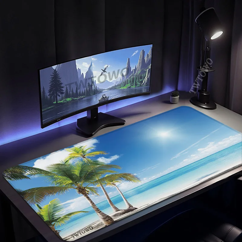 

Mouse Pad Gamer Beach Palm Trees XL Custom Large Home Mousepad XXL MousePads Natural Rubber Soft Carpet Office Table Mat