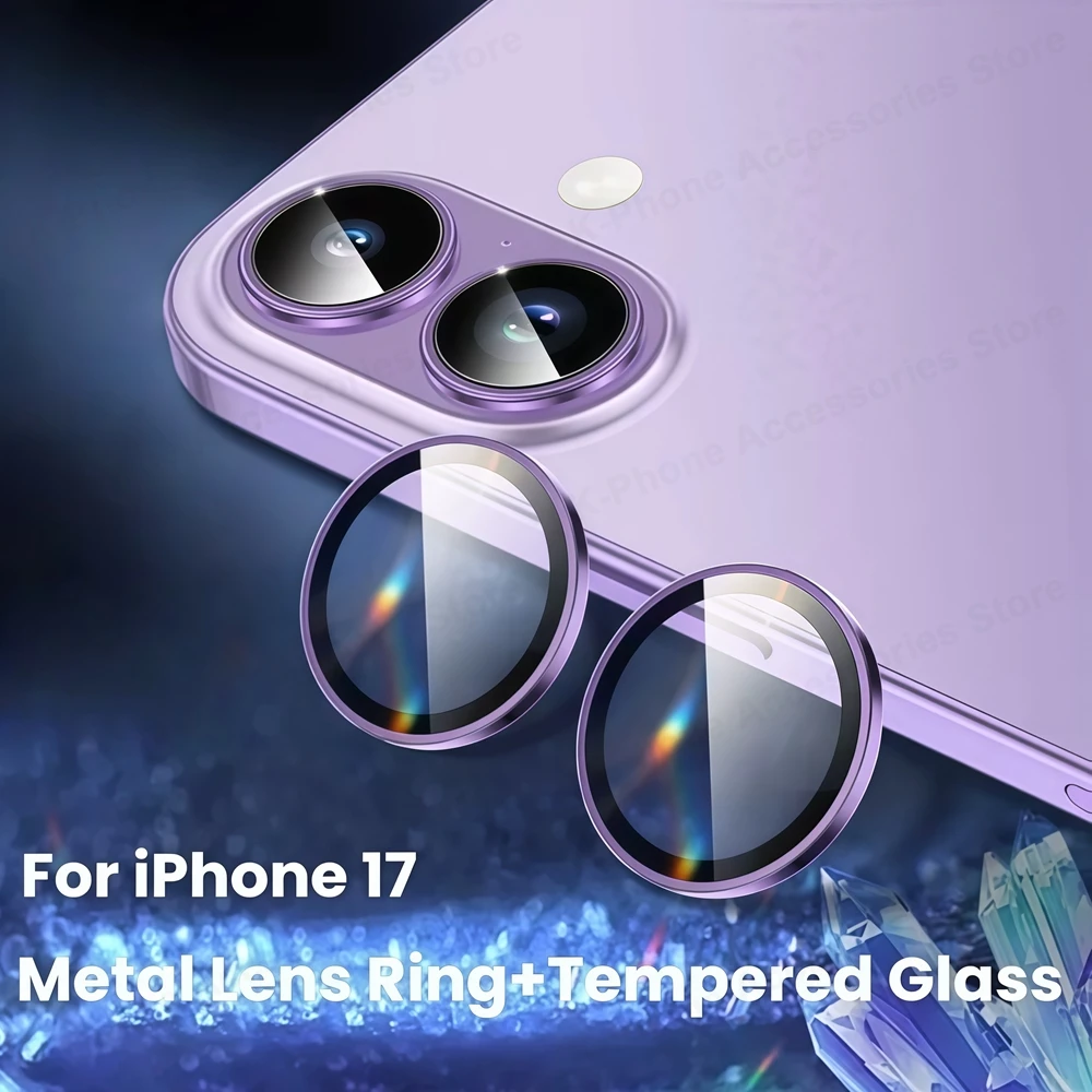 1-3Pcs For IPhone 17 Metal Camera Lens Tempered Glass Full Cover Back Aluminum Lens Ring Case Camera Protector For 17 Lens Cap