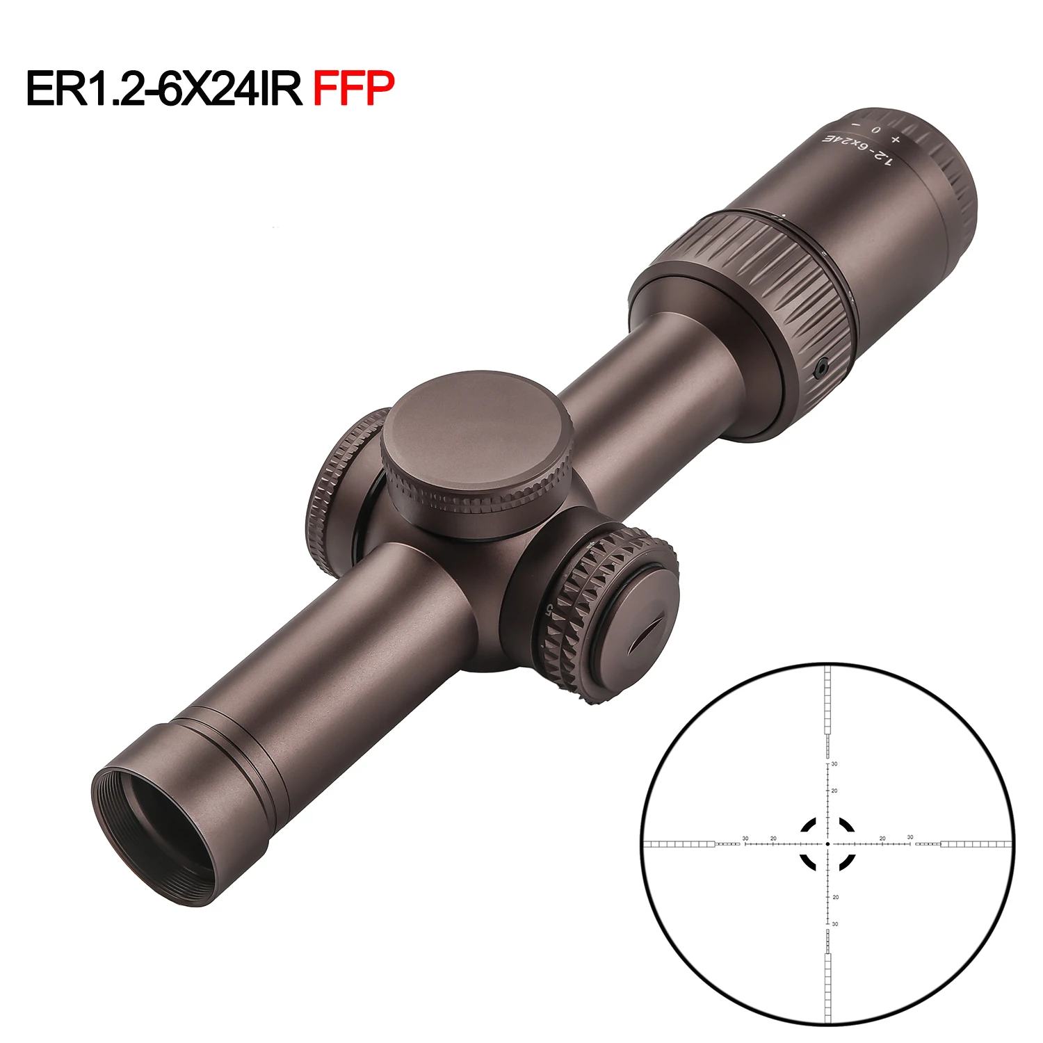 1.2-6 X24 IR FFP Tactical Riflescope Spotting Hunting Optical Rifle Scope Collimator Airgun Airsoft Sight with Light