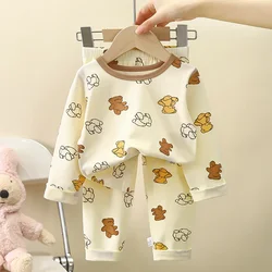 New Kids Casual Pajamas Cartoon Long Sleeve Lycra T-Shirt Tops + Pants Baby Boys Girls Autumn Sleepwear Underwear Clothing Sets