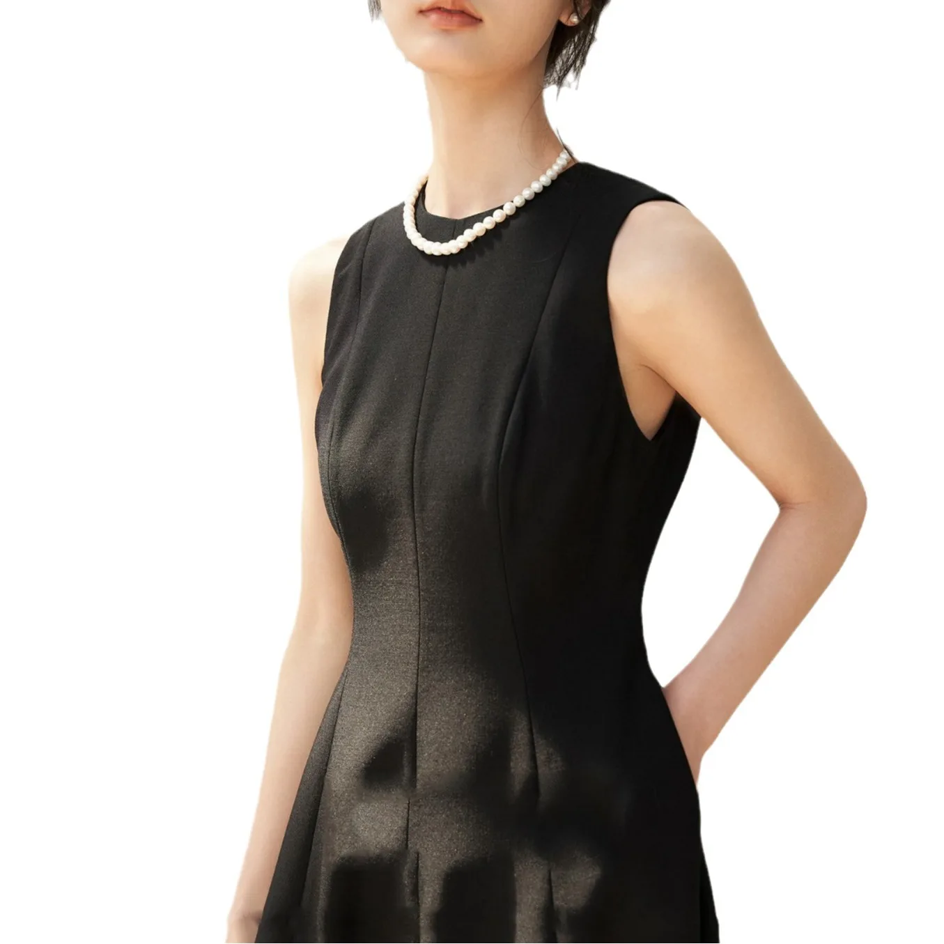 Frauen Sommer Frankreich Stil Elegante A-linie Empire Taille Kleid Oansatz Ärmel Einfarbig Einfache Weibliche Kleid Importierte Kleidung