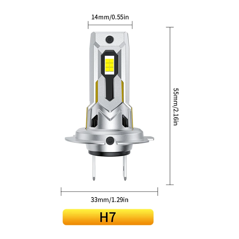 AILEO 120W H7 LED 자동차 헤드라이트 터보 전구, 6000K 30000LM CSP 칩 미니 LED 조명, 플러그 앤 플레이 소켓, 비극성 고출력, 2 개