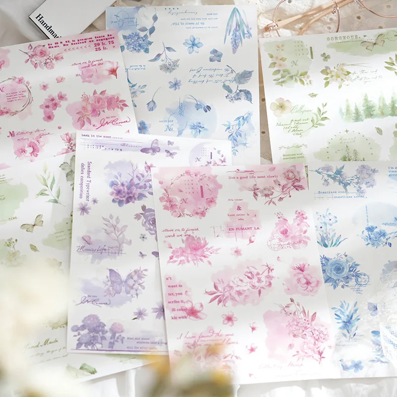 Color Flower Leaf Plant Rub on Stickers for Scrapbooking Journaling Deco DIY Hobbies Craft Supplies Transfer Sticker Stationery