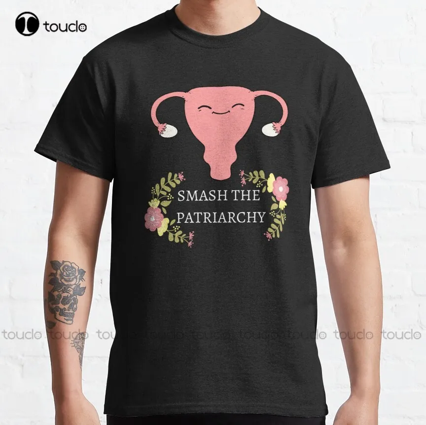 Smash The Patriarchy Floral Uterus Design Classic T-Shirt Pride Shirt Cotton Outdoor Simple Vintag Casual Tee Shirt Xs-5Xl Retro