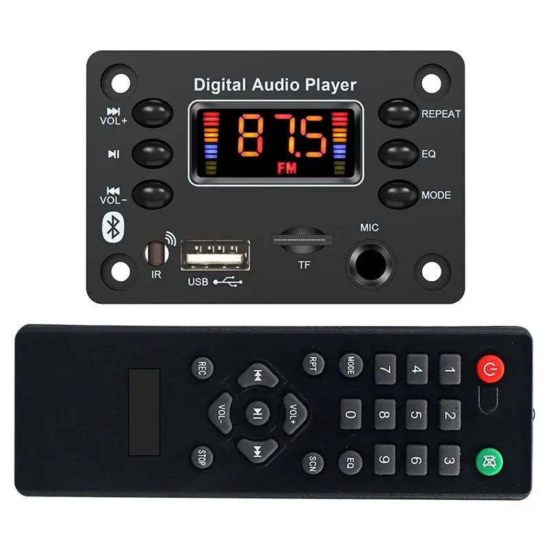 

A99E-Car MP3 Decoder Board Audio 2X25w DC12-15V Bluetooth Amplifier Module With Microphone Interface