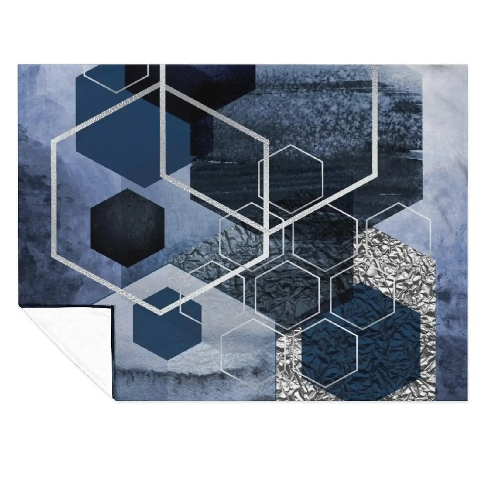

Abstract Geo in Blue Throw Blanket bed plaid Thermals For Travel Summer Bed covers Blankets