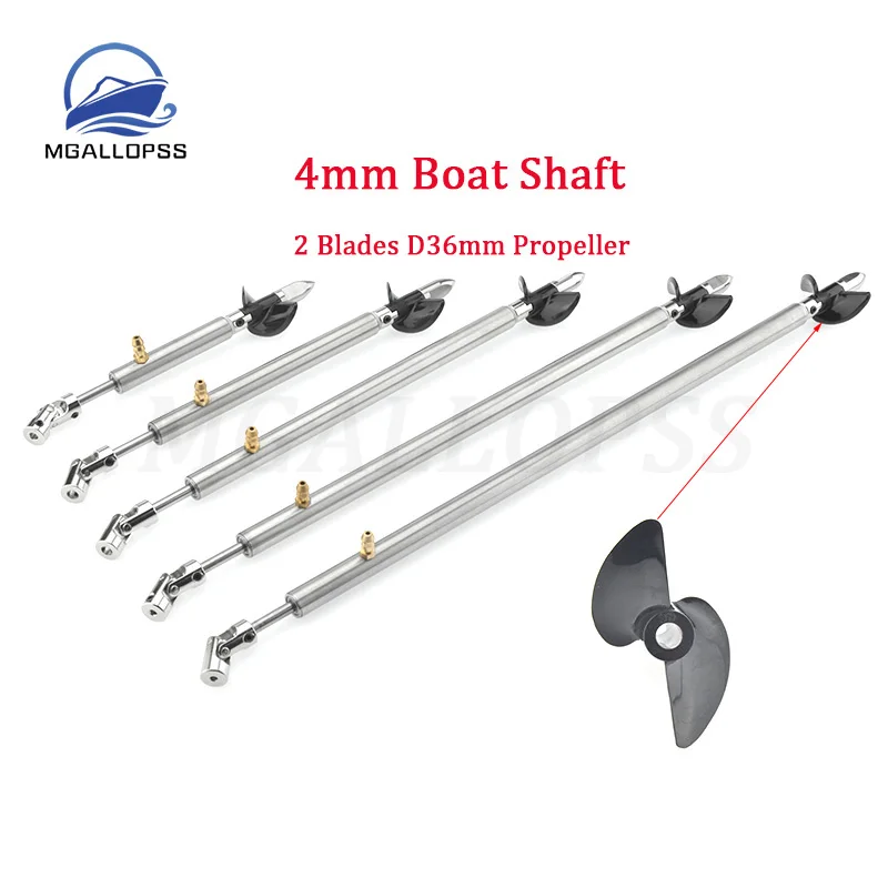 

1set RC Boat 4mm Boat Shaft Drive Shaft+2 Blades D36mm Propeller + Shaft Sleeve With Grease Nozzle + Prop Nut+Cardan Joint