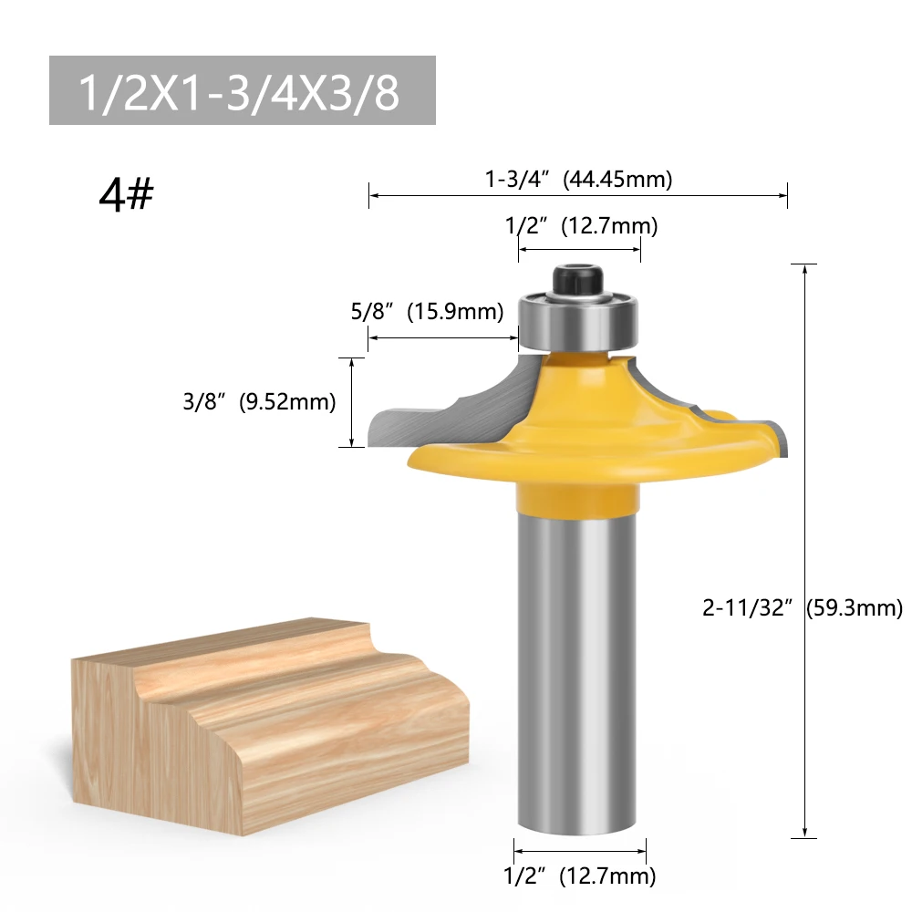 LAVIE 1 Stück 1/2" 12,7 mm Schaft Fräser Holzschnitzerei Schubladenfrontfräser Rundfräser mit Kantenprofilierung Fräser-Set mit Schutzkappe – Detail 10
