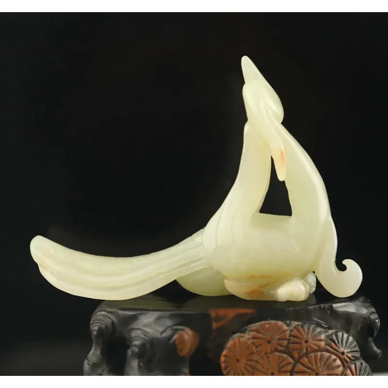 

Old China Natural hetian Jade hand carved statue of phoenix #53