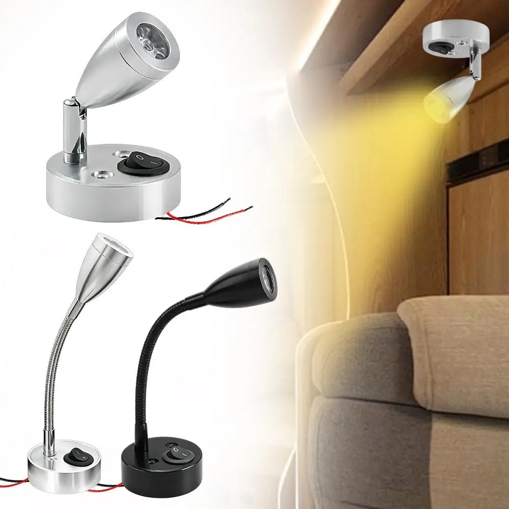 12V-24V 3W Reading Lights Wall Lamp for Truck Motorhome Yachts Cabin Bedside, Camper Van Caravan Boat RV Lighting