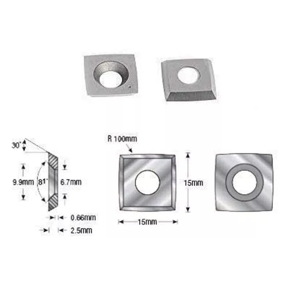 10 Pcs Carbide Insert 15Mmx15Mmx2.5Mm R100 Radius Carbide Inserts Cutters For Byrd Shelix Cutterhea 30 Degrees Carbide Insert