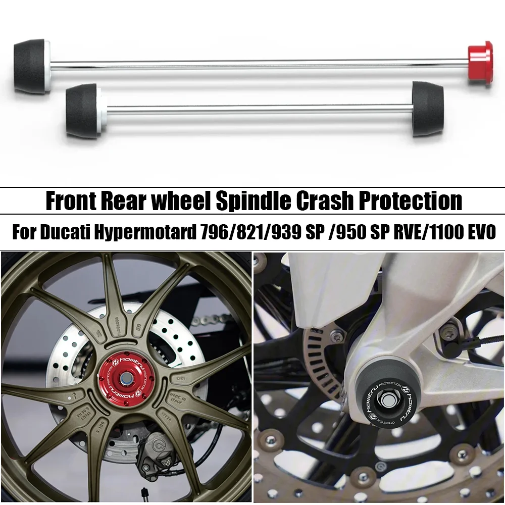 

For Ducati Hypermotard 796/821/939 SP /950 SP RVE/1100 EVO/ 2008-2023 Front Rear wheel Spindle Crash Protection