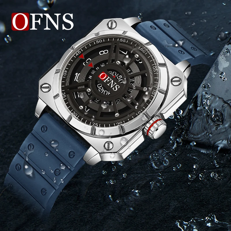 OFNS Top Brand Fashion New Style Men\'s Watch Creative Cool Design Large Dial Waterproof Quartz Watch leisure Business Men Watch